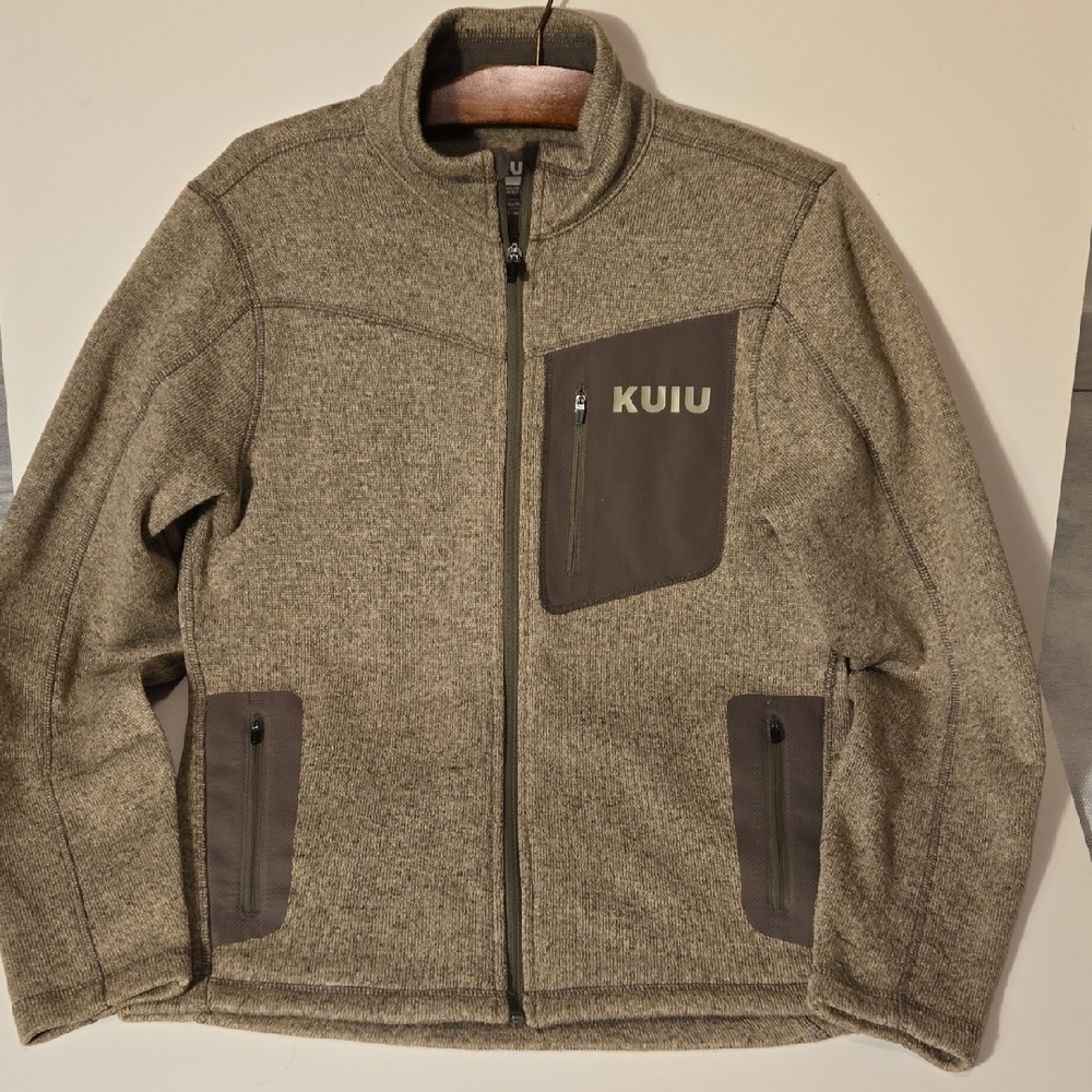 KUIU Base Camp Full Zip Sweater Men's Small Khaki Heather Fleece